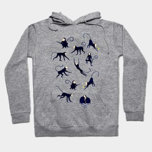 Set of playful minimalist monkeys in different poses Hoodie